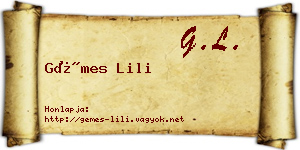 Gémes Lili névjegykártya