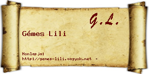 Gémes Lili névjegykártya